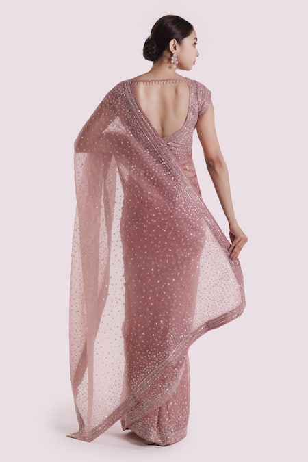 Onaya Mauve Designer Organza Saree Set 