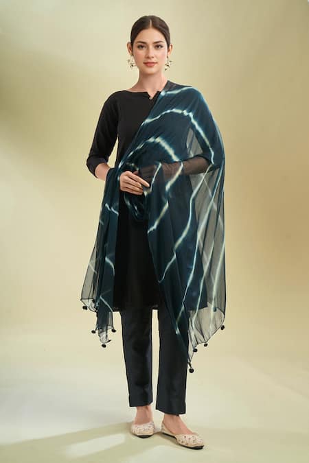 Samyukta Singhania Black & White Striped Dupatta 