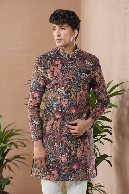 Shop_Arihant Rai Sinha_Multi Color Printed Sherwani And Polo Pant _Online_at_Aza_Fashions
