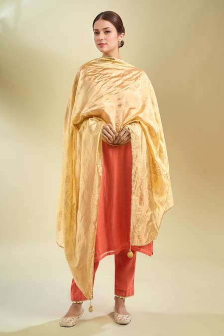 Samyukta Singhania Fawn Printed Silk Blend Dupatta 