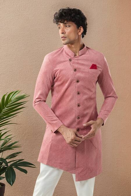 Buy Arihant Rai Sinha Red Swad Velvet Semi Indo Sherwani Set Buy_Arihant Rai Sinha_Red Swad Velvet Semi Indo Sherwani Set