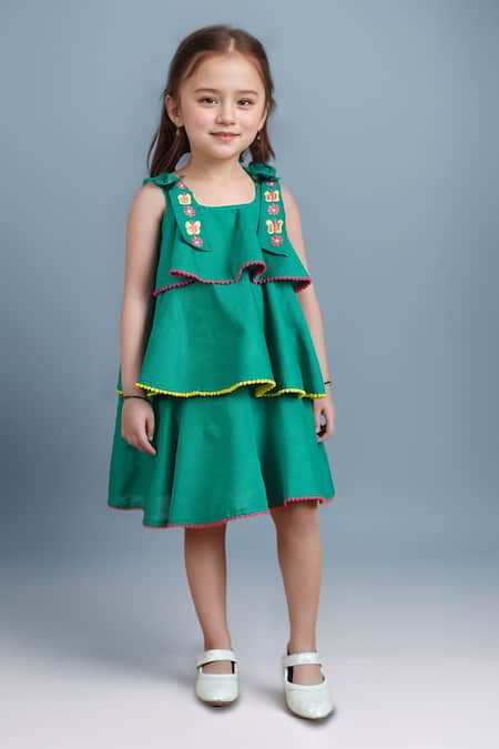 Samyukta Singhania Tiered Green Cotton Frock 