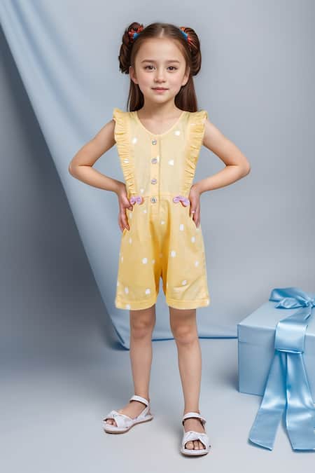 Samyukta Singhania Yellow Cotton Ruffled Jumpsuit