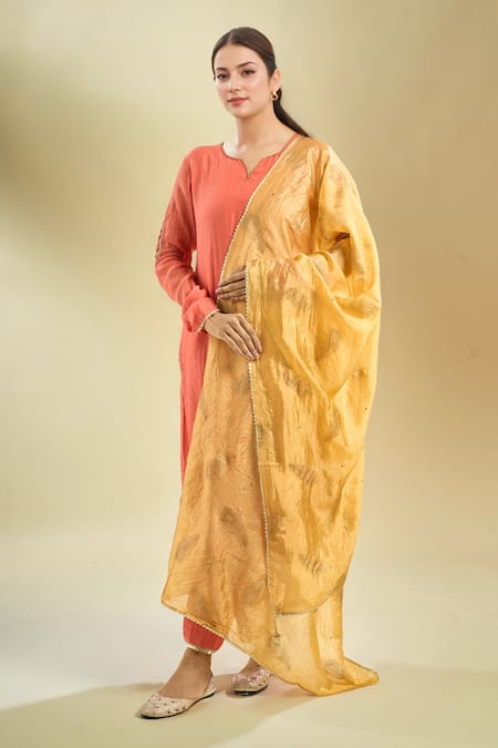 Samyukta Singhania Fawn Printed Silk Dupatta 
