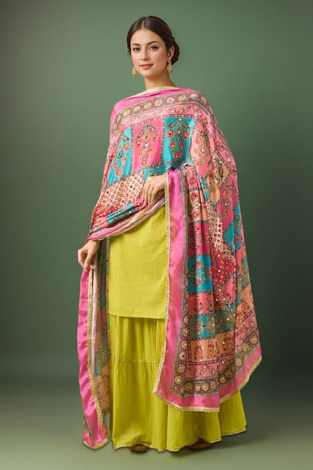 Samyukta Singhania Ethnic Motifs Printed Mirror Work Dupatta 