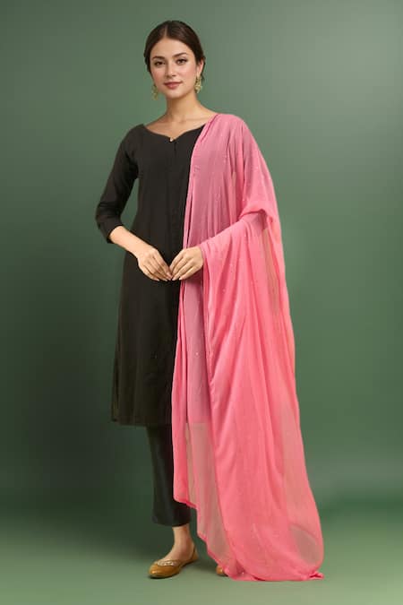 Samyukta Singhania Dark Peach Sequence Chiffon Dupatta 
