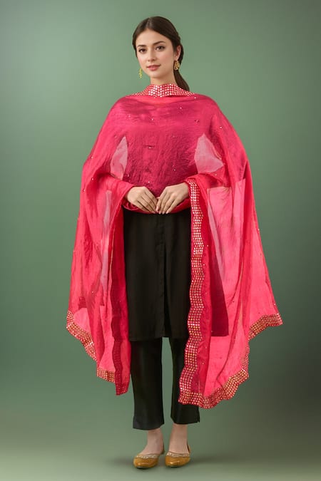 Samyukta Singhania Embroidered Border Cut Work Silk Dupatta 