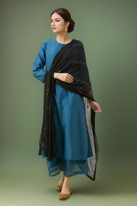 Samyukta Singhania Black Printed Silk Dupatta 