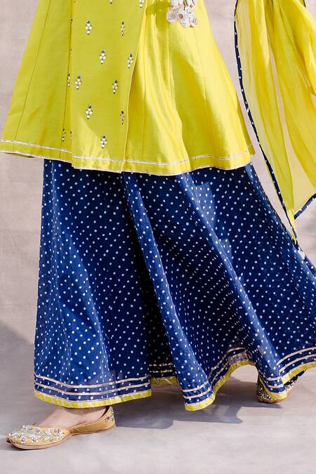 Buy Label Mansi Nagdev Green Chanderi Silk Embroidery, Mirrors V-neck Afsheen Angrakha Sharara Set Online at Aza Fashions Buy_Label Mansi Nagdev_Green Chanderi Silk Embroidery, Mirrors V-neck Afsheen Angrakha Sharara Set _Online_at_Aza_Fashions