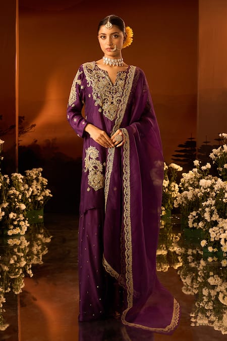 Neha Khullar X AZA Embroidered Purple Kurta Set 