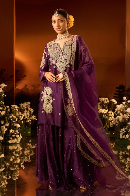 Neha Khullar x AZA Embroidered Purple Kurta Set 