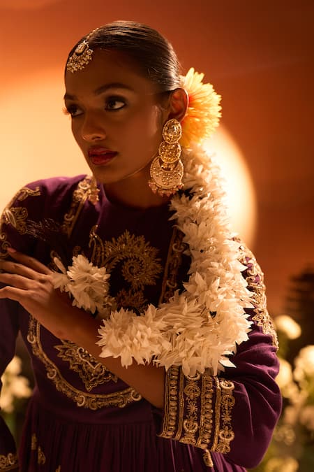 Buy Neha Khullar X AZA Purple Silk, Chanderi, Organza Sequins, Embroidery, Zari Round Neck Anarkali Set Online at Aza Fashions Buy_Neha Khullar X AZA_Purple Silk, Chanderi, Organza Sequins, Embroidery, Zari Round Neck Anarkali Set _Online_at_Aza_Fashions