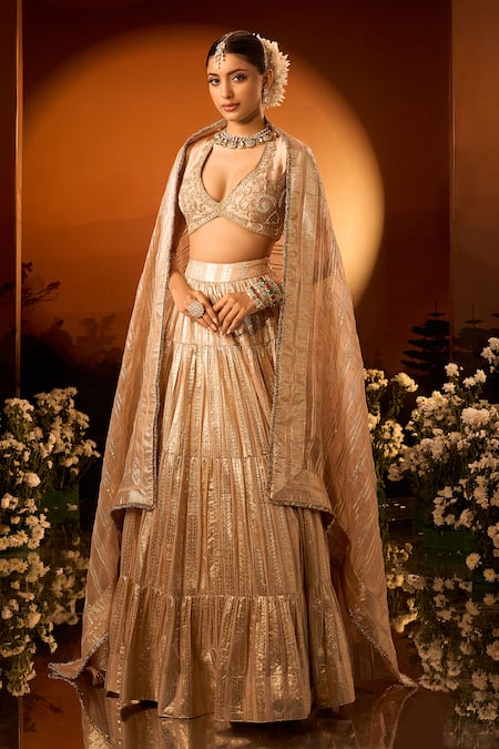 Neha Khullar x AZA Pink Banarasi Chanderi Lehenga Set 