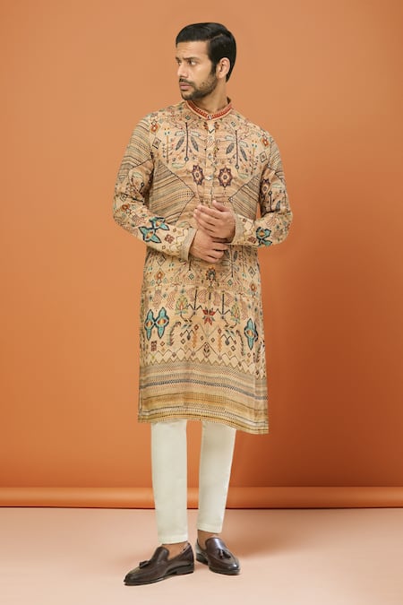 Arihant Rai Sinha Gold Digital Print Kurta Set 