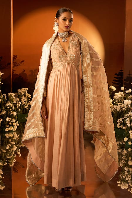 Neha Khullar x AZA Embroidered Pink Anarkali Set 