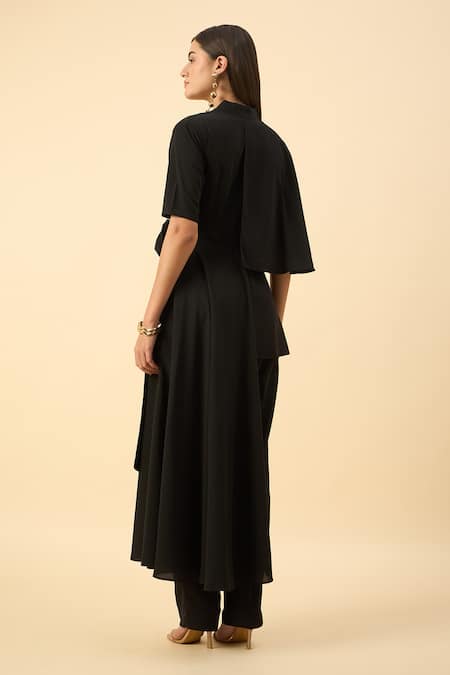 Aakaar Black Draped Tunic & Pant Set 