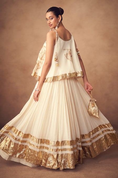 Taavare Off White Designer Fusion Lehenga Set 
