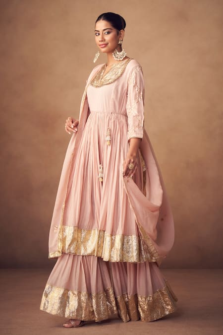 Taavare Pink Anarkali Sharara Set 