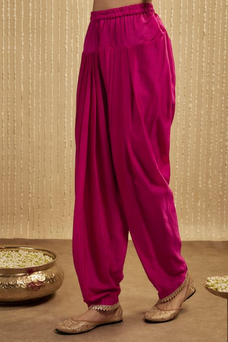 Mehak Murpana Pink Silk, Chanderi Embroidery Round Neck Hot Kurta Set Online at Aza Fashions Mehak Murpana_Pink Silk, Chanderi Embroidery Round Neck Hot Kurta Set _Online_at_Aza_Fashions