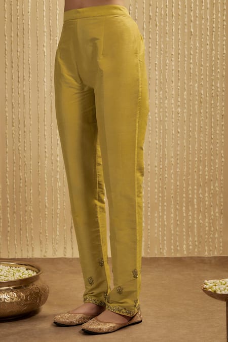 Buy Mehak Murpana Yellow Silk Embroidery Round Neck Kurta And Pant Set Online at Aza Fashions Buy_Mehak Murpana_Yellow Silk Embroidery Round Neck Kurta And Pant Set _Online_at_Aza_Fashions