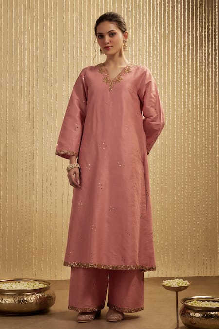 Mehak Murpana Coral Pink Designer Kurta Set 