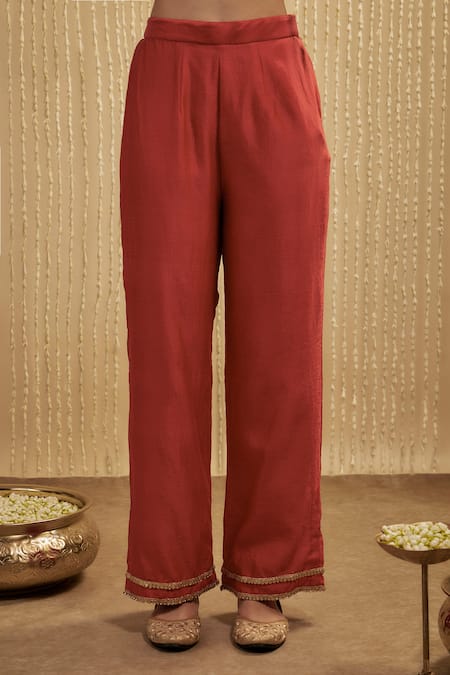 Mehak Murpana Orange Silk, Chanderi Embroidery Round Neck Designer Kurta Set Online at Aza Fashions Mehak Murpana_Orange Silk, Chanderi Embroidery Round Neck Designer Kurta Set _Online_at_Aza_Fashions