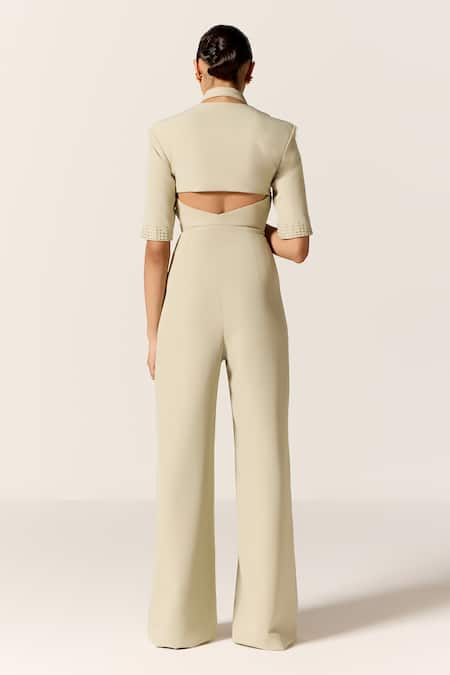 Manika Nanda Beige Aurora Jacket Jumpsuit 