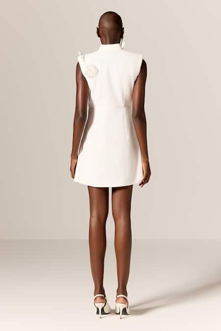 Manika Nanda Ivory Crepe Twill Blazer Dress 