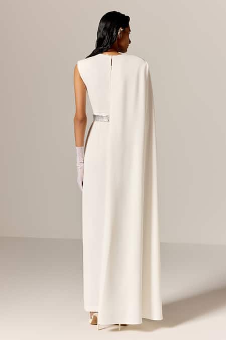 Manika Nanda Ivory Cape Gown with Belt 