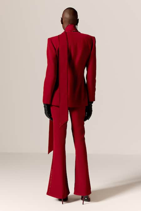 Manika Nanda Deep Red Luna Blazer Set 