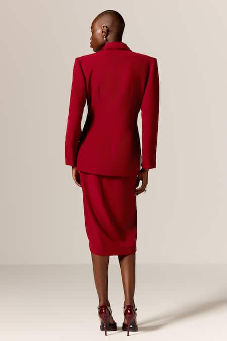 Manika Nanda Deep Red Blazer Dress Set 