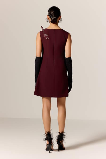 Manika Nanda Maroon Starling Shift Dress 