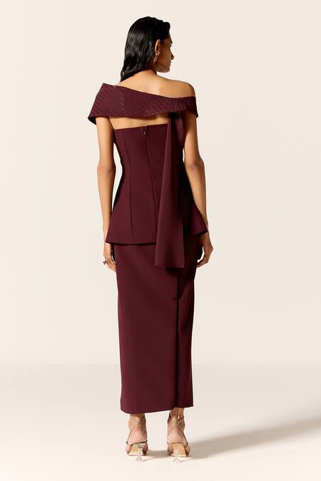 Manika Nanda Maroon Lynx Skirt Set 