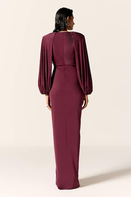 Manika Nanda Maroon Draped Gown 