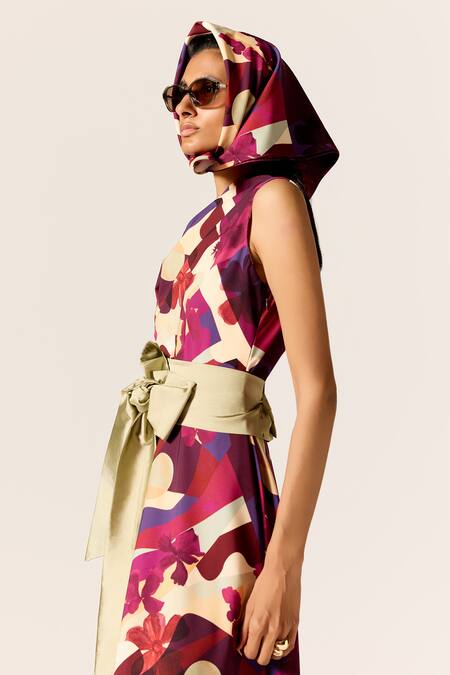 Manika Nanda Multi Color Crepe, Spandex Asymmetric, One Shoulder Vela Printed Flared Dress at Aza Fashions Manika Nanda_Multi Color Crepe, Spandex Asymmetric, One Shoulder Vela Printed Flared Dress _at_Aza_Fashions