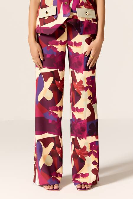 Shop Manika Nanda Multi Color Crepe, Spandex V-neck Multicolor Orion Waistcoat Set Online at Aza Fashions Shop_Manika Nanda_Multi Color Crepe, Spandex V-neck Multicolor Orion Waistcoat Set _Online_at_Aza_Fashions