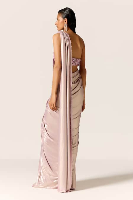 Manika Nanda Lavender Studded Pre-Draped Saree Set 