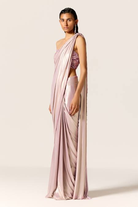 Buy Manika Nanda Lavender Lycra Embroidery, Beads Sweetheart Neck Studded Pre-draped Saree Set Online at Aza Fashions Buy_Manika Nanda_Lavender Lycra Embroidery, Beads Sweetheart Neck Studded Pre-draped Saree Set _Online_at_Aza_Fashions