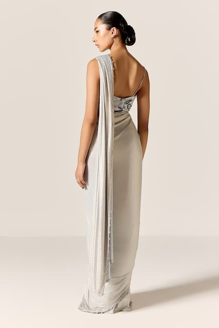 Manika Nanda Studded Pre-Draped Saree Set 