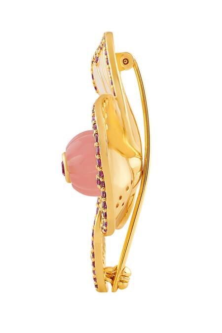 Isharya Pink Rhinestones Whimsical Blossom Brooch Online at Aza Fashions Isharya_Pink Rhinestones Whimsical Blossom Brooch _Online_at_Aza_Fashions