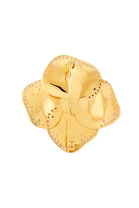 Buy Isharya Pink Rhinestones Whimsical Blossom Brooch Online at Aza Fashions Buy_Isharya_Pink Rhinestones Whimsical Blossom Brooch _Online_at_Aza_Fashions