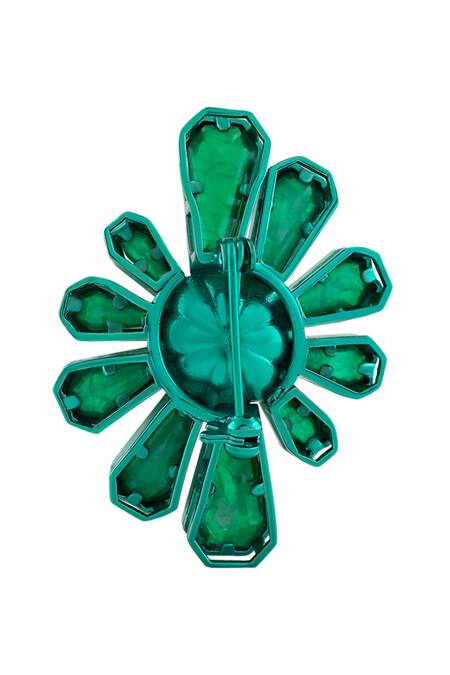 Buy Isharya Green Enchanted Garden Brooch Online at Aza Fashions Buy_Isharya_Green Enchanted Garden Brooch _Online_at_Aza_Fashions
