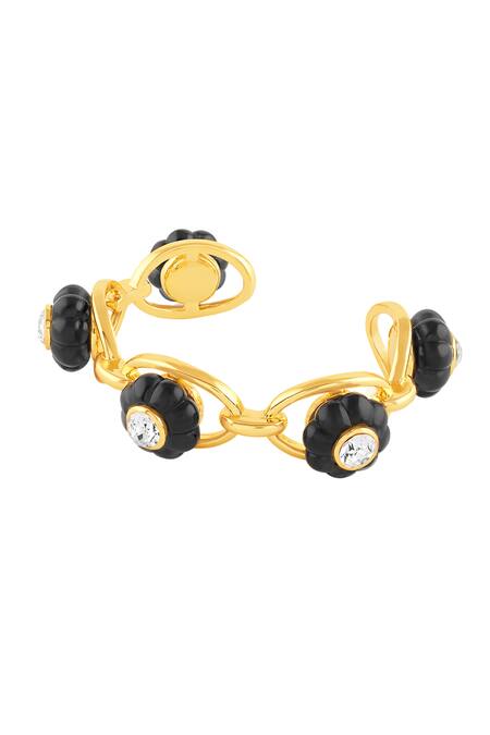 Isharya Black Crystals Midnight Luxe Cuff Bracelet Online at Aza Fashions Isharya_Black Crystals Midnight Luxe Cuff Bracelet_Online_at_Aza_Fashions