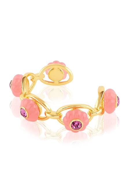 Isharya_Pink Crystals Rosy Garden Cuff Bracelet_Online_at_Aza_Fashions