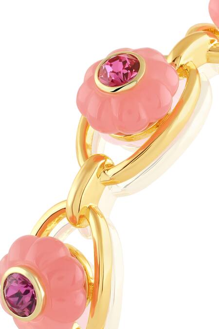 Buy_Isharya_Pink Crystals Rosy Garden Cuff Bracelet_Online_at_Aza_Fashions