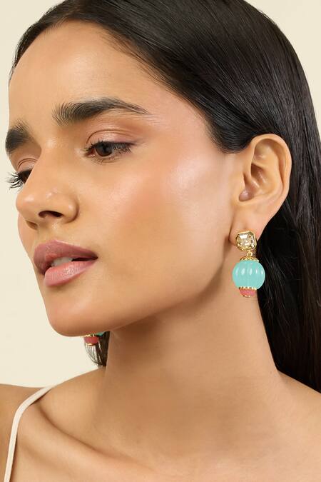 Isharya_Blue Garden Soirée Statement Earrings_at_Aza_Fashions