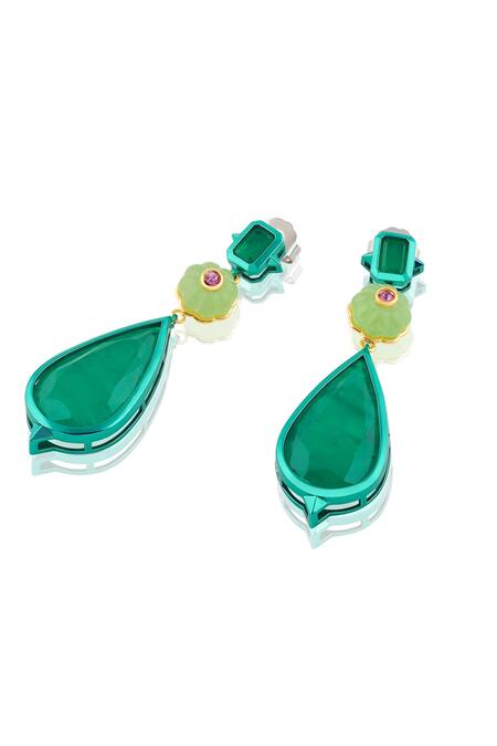 Isharya_Green Verdant Whimsy Dangler Earrings_Online_at_Aza_Fashions