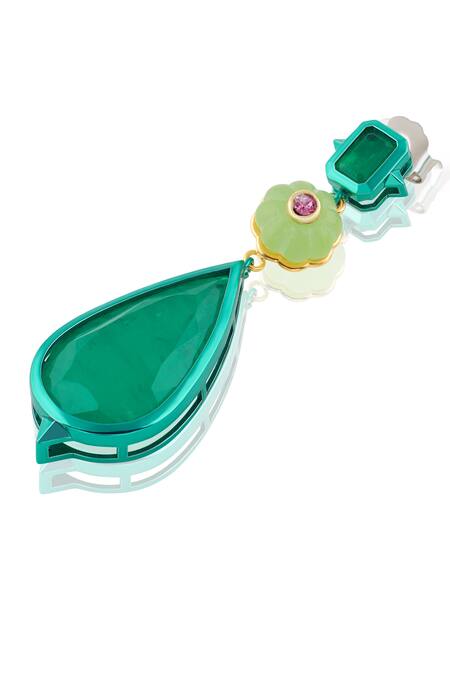 Buy_Isharya_Green Verdant Whimsy Dangler Earrings_Online_at_Aza_Fashions