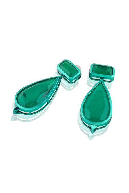 Isharya_Green Enchanted Trail Dangler Earrings_Online_at_Aza_Fashions