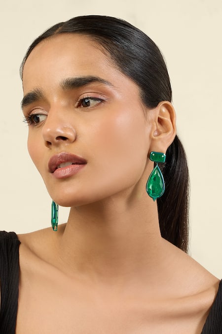 ISHARYA Enchanted Trail Green Dangler Earrings 